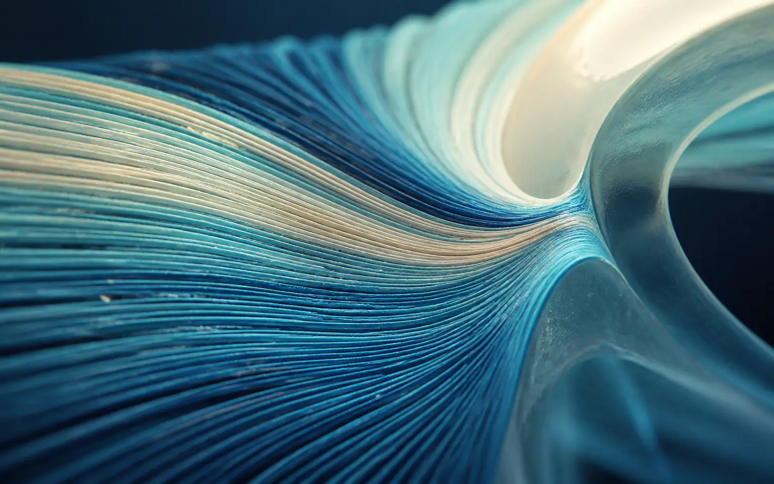 Étude Echoes de strates cyan et crème qui convergent en un même flux